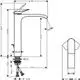 Waschtischmischer von Hansgrohe mit einem Hebel. Das Design zeigt klare Linien und eine integrierte Zugstangen-Ablaufgarnitur für Aufsatzwaschtische.